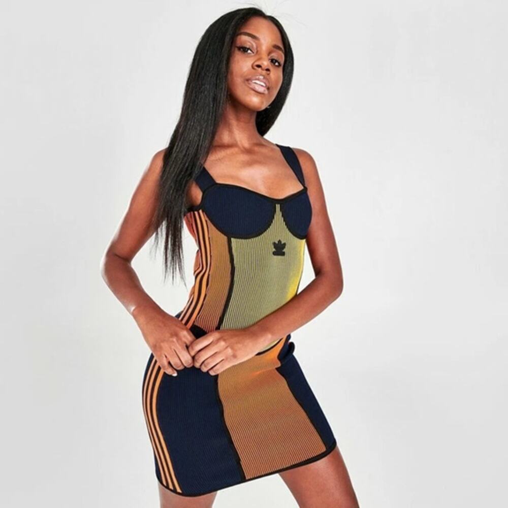 adidas Navy Blue Orange Ombre Knit Mini Dress